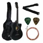 G & F Juarez Acoustic Guitar, 38 Inch Cutaway, 38CMB with Bag, Strings, Pick and Strap, Matte Black