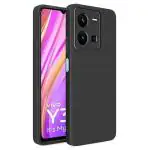 Rakulo Liquid Silicone Flexible with Camera Protection Soft Back Cover Case Vivo Y35 (Black)