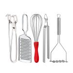 DreamBasket Pakkad & Cheese Grater & Egg Whisk & Roti Chimta & Potato Masher for Kitchen