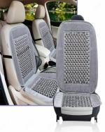 CARIZO Velvet Natural Wooden Bead Car Lumbar Back Brace Massage Support Cushion (Grey, Pack of 2) Ventilated Mesh Seat Cushion Compatible with Maruti Suzuki WagonR (Type-V) 2022 Onwards