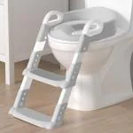 Little Olive Anti-Slip Training Toilet Seat for Kids (1-3years) with Ladder, Ideal for Safe Training Potty Seat (Grey)