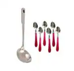 URBAN BUY Stainless Steel Kitchen Tools Chamcha With Handle Spoon (Multicolour, Pack of 2)