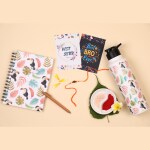 Zinger Rakhi combo set with 1 Rakhi, 2 Flat cards, 1 set Roli and chawal, 1 A5 size hardcover premium Bella notebook and 1 Bella 3d print stainless steel water bottle