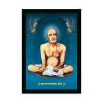 Dharvika Innovations Synthetic Shri Gajanan Maharaj Painting Sparkle Coated Home Decorative With Frame, 14 X 20 Inch