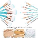 STUNHUB Crystal Transparent Handle Makeup Brushes Set Cosmetic Brush Kit for Foundation Powder Blending Eyeshadow Eyeliner Eyebrow Blush Concealer Make Up Tools for Girls (10 pcs_Blue)
