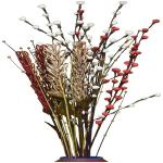 CRAFTWAFT RED WHITE NATURAL Multicolor Dried Sticks Artificial Flower (31.2 inch, Pack of 1, Flower Bunch)
