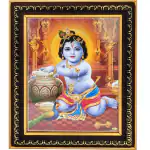 pujaNpujari Lord Baby Krishna Photo Frame for Wall Hanging and Pooja Room Religious Frame