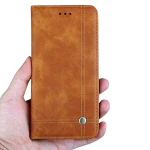 Teletel Kc Flip Cover With Card Holder Wallet Case | Mobile Case | Back Flip Cover - Tan Brown) For OnePlus 9