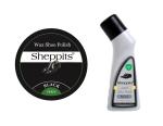 Sheppits Premium Wax Leather Shoe Polish (Black) & Liquid Shoe Polish (Natural) Combo | Shoe Polish | Shoe Care Kit