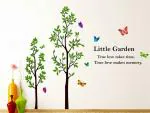 Lanstick Multicolor Tree With Designed Colorful Leaves And Birds With Little Garden Quote Self Adhesive Wall Sticker- 36 inch