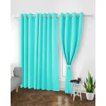 TopDrapes Room Darkening Blackout Door Solid Curtain with Tie Back 7 feet 1 Pcs ( Aqua)