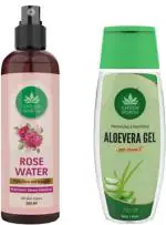 GREEN WORTH Pure and Natural Aloevera Gel 200gm Rosewater 200ml (2 Items in the set)