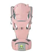 Kiddale Baby Carrier Sling, Kangaroo Bag, Carrying belt with Detachable Hip Seat,Adjustable Waist Length(upto 40 inch),Ergonomically Designed,Weather Shield Head Protector and Jumbo Storage - Pink