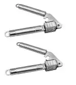 Stainless Steel Garlic Press Crusher Grinding Slicer Chopper Cutter Ginger, MultiColour (Pack of 2)