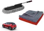 Winkcart Multicolor Microfiber Car Duster Exterior Interior Cleaner Combo With Cleaning Cloth 2 Wet And Dry Duster Set (Pack Of 3)