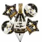 My Party Suppliers Happy New Year 2022 Champagne Bottle Black and Gold Theme Foil Balloons
