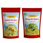 DRYFII - Ready to Eat Jain Dal khichdi (75 g) and Rava Upma (75 g) Pack of 2, Healthy, No Preservatives, Instant Food, (150g) Rehydrated Wt. 500 gm