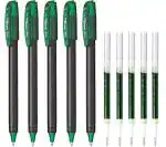Pentel EnerGel 0.7MM Roller Gel Pen | Quick Dry Ink For Smudge-Free Writing | Ink Colour - Green | Pack of 5 Pens and 5 Refills