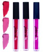 bq BLAQUE Matte Liquid Lipstick Combo of 3 Lip Color # 104-110-117 (Ruby Red, Soft Pink, Swiss Light Magenta, 12 ml)