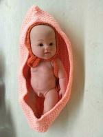 MOMISY Beige Velvet Babymoon Knitted Cocoon Nest New Born Baby Pod Sleeping Bag (0 to 3 Months)