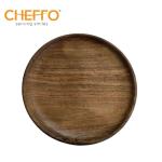 CHEFFO Wooden serving plates Wooden Acacia Wood Plate, Serving Plate, Dinner Plate, Pizza Serving Plate for Home and Kitchen (Size-8 Inch/ 21 cm.)