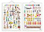 GO WOO Combo of 2 Action Words and Numbers 1-10 Educational Posters | Charts for Kids