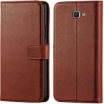 Tingtong Flip Cover Back Case for Samsung Galaxy J5 Prime | Leather Finish | Inbuilt Stand & Pockets | Wallet Style Flip Back Case Cover for Samsung Galaxy J5 Prime (Brown)
