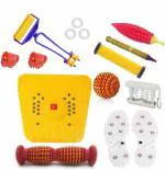 AHCS Acupressure Wooden Foot Roller Acupressure Magnetic Stress Mat Combo Kit