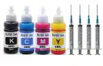 ANG Refill Ink for HP 2623 Multi-Function Wireless Inkjet Printer Cartridge - 100ML Each Bottle Multi Color Ink Cartridge + 4 Syringes