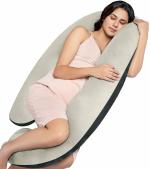 MY ARMOR Full Body G Shaped Pregnancy Pillow for Pregnant Women, Maternity Pillows Gift for Pregnancy Sleeping, Premium Velvet Cover with Zip, Black+Cream