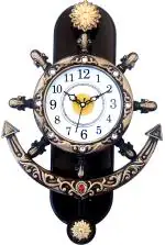 Shrijay Premium Quality Rajwadi Anchor Analog Wall Clock (Brown, Gold)