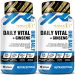 MuscleXP One Daily Vital + Ginseng Multivitamin with 24 Vitamins & Minerals + Panax Ginseng for Men & Women, 60 Softgels (Pack of 2)