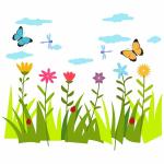 Wallzone Multicolor Vinyl Grass Medium Wallsticker 45-Wwzz-302 Self Adhesive Sticker, 50 X 60 cm