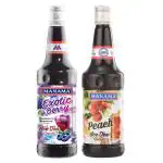 Manama Exotic Berry Ice Tea Syrup and Peach Ice Tea Syrup | 750ML Each | Mixer for Mocktails, Cocktails, Drinks, Juices, Beverages | Pack of 2
