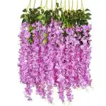 VK HORE Artificial Wisteria Vine Ratta Hanging Garland Silk Flowers String for Home, Party, Wedding Decor (Purple, Red, 3.75 Feet) 6 Pack