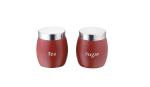 BOXY Mild Steel Barrel Shaped Canister Set of 2 (Tea, Sugar) Red - 950ML