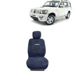 Kingsway Towel Fabric Car Seat Covers for Mahindra Scorpio, 2006 - 2014 Model, Material: 100% Cotton, Color : Grey, Complete Set of All Seats (Car Specific Front + Rear Seat Covers)