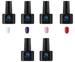 24X7 Emall White Uv Nail Gel Polish, 7.5 Ml With Top And Base Coat (Set Of 6)