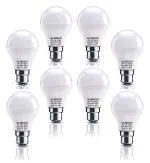 3A BRIGHT 7-Watt B22 Round DOB LED Bulb Silver White (Pack of 8)
