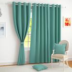 Story@Home BLACKOUT Faux Silk WINDOW CURTAIN , Solid Pattern, Teal, Window - 5 Feet, Pack Of 4