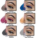 Looks United Metallic Long Lasting Intense Single Stroke Fashion Eyeliner (Metallic Brunette Brown, Metallic Admiral Blue, Metallic Blush Pink, Metallic Canary Yellow, Metallic Charcoal, Metallic Pearl River Silver )Pack Of 6