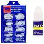 MAPPERZ Nails for girls Acrylic Nail extension Artificial Nails Set With Nail Glue Artificial 100 Nail White False Nails - (Pack of 1 GLUE 100 NAILS)