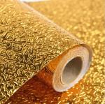 DISENO 500 Cm 5 Meter Gold Aluminium Foil Stickers, Oil Proof, Kitchen Backsplash Wallpaper Self-Adhesive Wall Sticker Anti-Mold And Heat Resistant (Pack Of 1)