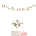 Festiko Gold Glitter Mr, Mrs Decoration, Bride, Groom To Be Decor, Husband And Wife, Bridal Shower, Wedding, Engagement Decoration Party Supplies Combo (Banner, Cake Topper)