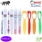 MAXI Oral Care Combo of 8-(4 Adults) For You Toothbrush Travel Pack & (4 TC) 1 Number Tongue Cleaner