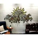 GHAR DECOR INDIA 7 Horse Metal Handpainted Wall Art with LED Lights Iron Wall Hanging For Home Decoration Perfect for Living Room/Hotel/Restaurant/Bedroom/Drawing Room