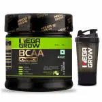 Megagrow BCAA Advance Supplement Powder with shaker Green Apple Flavored, 400g (29 Servings) with Zero Sugar Pre & Intra Workout Supplement for Recovery & Performance with Amino Acids (Leucine, L-glutamine & L-Citrulline) for Men & Women