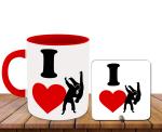 Whats Your Kick Judo karate Theme I Love Judo Design Printed Red Ceramic Coffee Mug with Desky and Tea Coaster