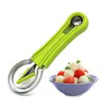 KRUPASAGAR MART 4 In 1 Fruit Scooper- Melon Baller Fruit Scoop Tools For Cutting Fruits & Vegatables For Home & Kitchen- Stainless Steel Watermelon Cutter For Seed Remover & Useful For Professional Fruit Cuuters (Multicolor)