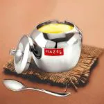 HAZEL Stainless Steel Apple Shape Kitchen Storage Ghee Dani Oil Pot Container, 250 ML